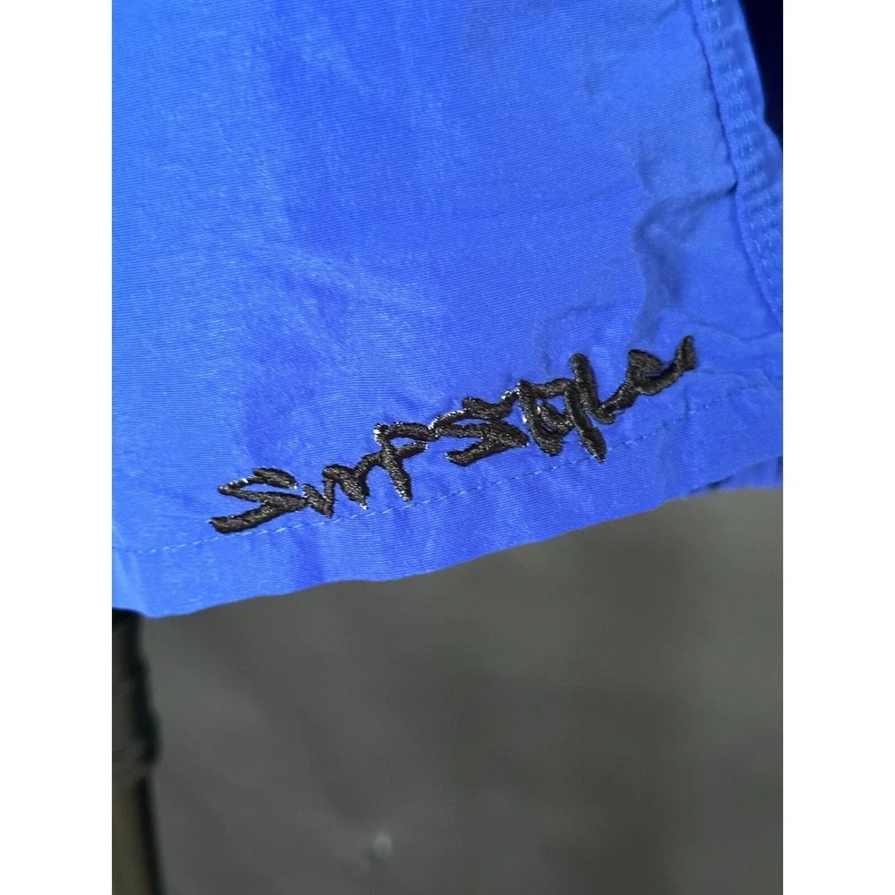 Vtg Vintage Surf Style L/XL Windbreaker Pullover + Shorts Electric Blue